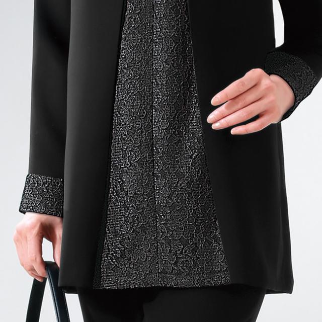 eclaT style BLACK フォーマル フォーマルチュニック 長袖(レディース フォーマル チュニック トップス ノーカラー ブラックフォーマル 冠婚葬祭 お呼ばれ 結婚式 きれいめ 40代 50代 60代 女性)_3