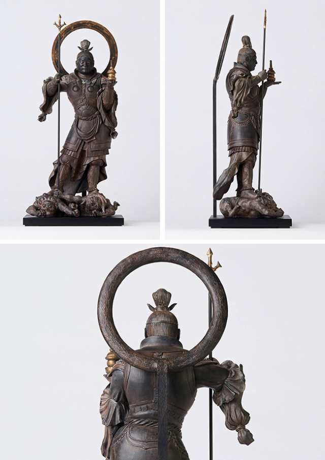 四天王 仏像 木彫り 骨董品 置物 オブジェ 毘沙門天 大型 インテリア 