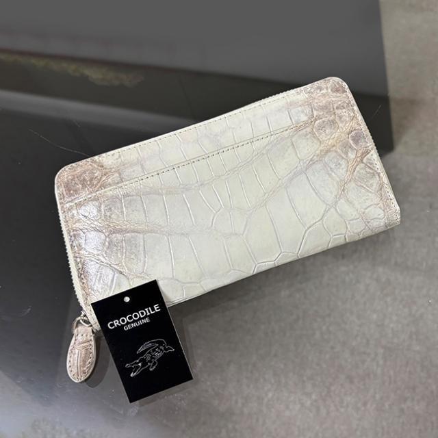 ヒマラヤ クロコダイル長財布(クロコダイル 財布 長財布 メンズ ダブル ファスナー レディース 白 ラウンドファスナー ラウンド さいふ スリム 大容量 カード 革 お札が折れない 小銭入れ 紳士 シンプル)