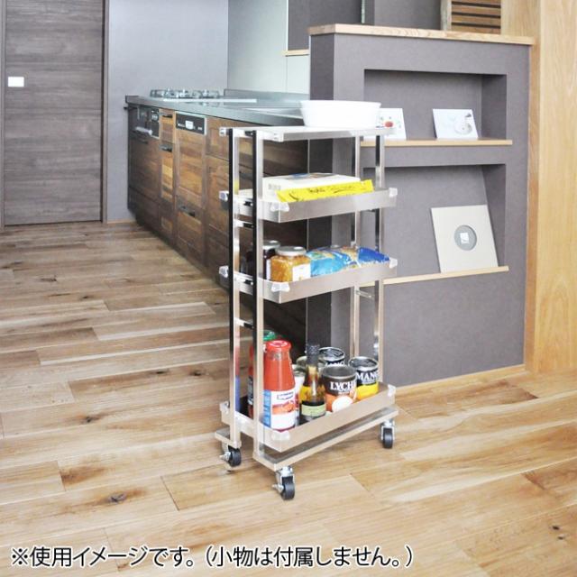 FRAMES＆SONS ステンレス コンパクトワゴン DS102(日本製のキャスター 