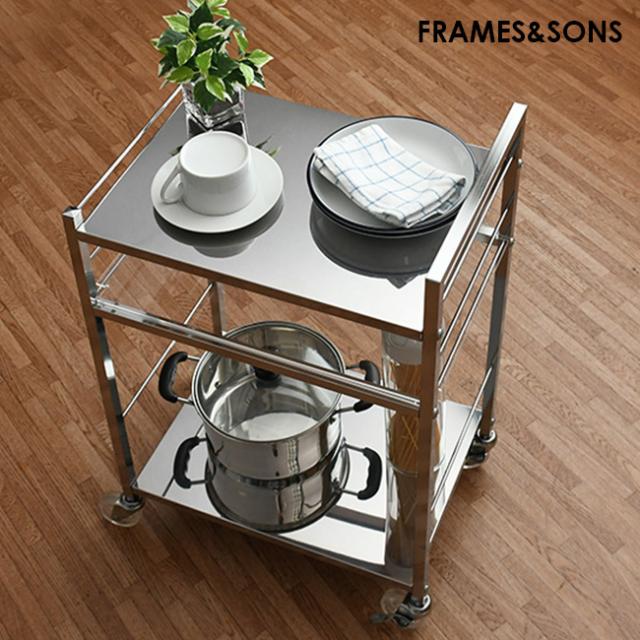 ステンレススチール製 キッチンラック キャスター付き キッチンワゴン