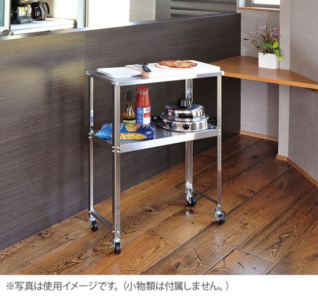 FRAMES＆SONS ステンレス スリム作業台 DS92 1732 幅60(日本製 ステンレスワゴン キャスター付き 2段 キッチンワゴン ステンレス製 ステンレス作業台 キャスターワゴン ステンレス キッチン 作業台 シンプル デザイン 二段 ラック)【T】 即納_3