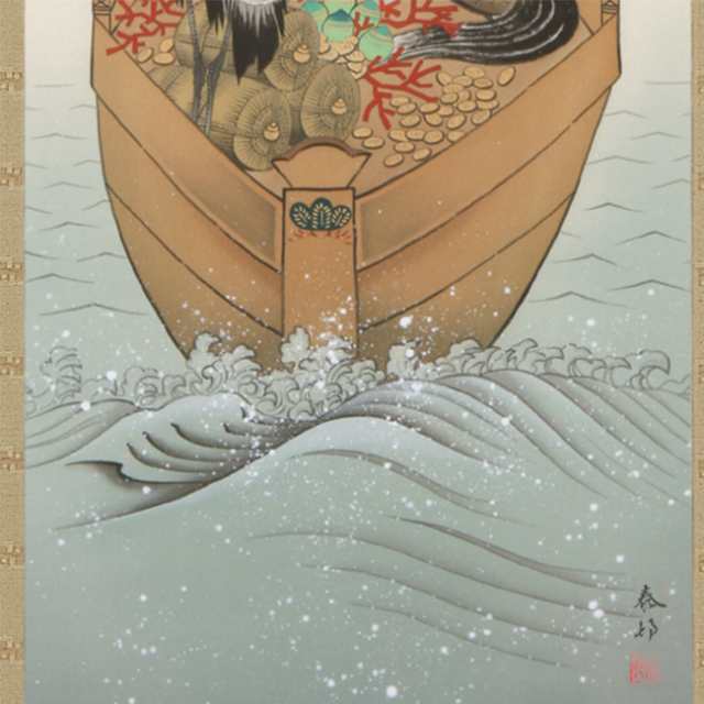 掛軸 吉祥縁起宝船之図 190×54.5cm(装飾 絵 レトロ 和室 客間 床の間 日本文化 季節 船 宝船 フクロウ 鶴 狸 蛙 動物)の通販はau  PAY マーケット - キレイスポット | au PAY マーケット－通販サイト