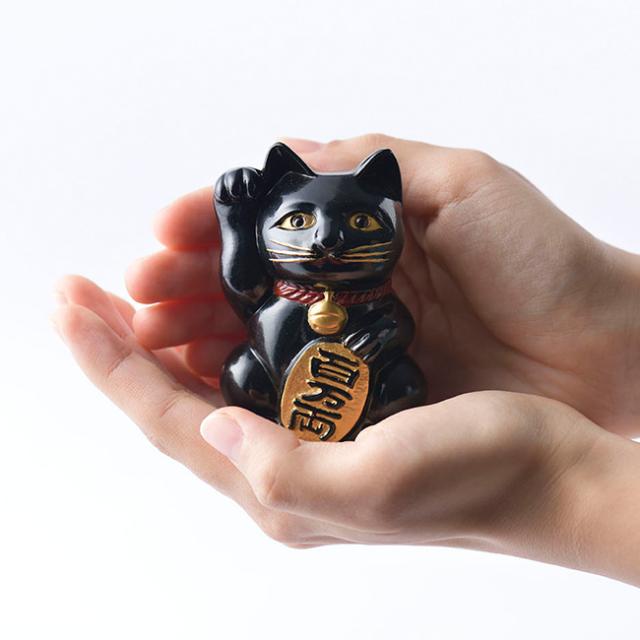 銀雅堂 開運厄除 招き猫 01(まねき猫 置物 黒 銀 金 まねきねこ 右手