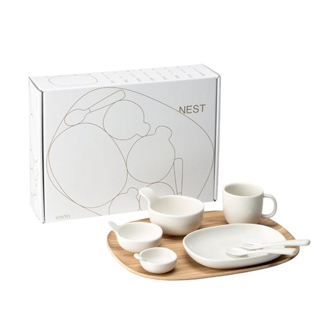 KINTO キントー NEST 8pcs セット(キッズ 食器セット カトラリー スプーン フォーク 皿 ボール おぼん シンプル 高級感 大人っぽい 食洗機対応 離乳食 食器 子ども食器 こども食器 フォークスプーン)【F】_3