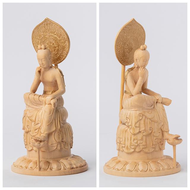 極小仏 菩薩半跏像(仏像 木彫り 木製 菩薩様 菩薩像 オブジェ 置物