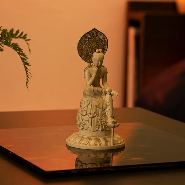 木彫仏像 極小サイズ 【菩薩半跏像】全長約11.5㎝ 希少 彫刻　西岡店 木彫仏像 極小サイズ 【菩薩半跏像】全長約11.5㎝ 希少 彫刻 西岡店