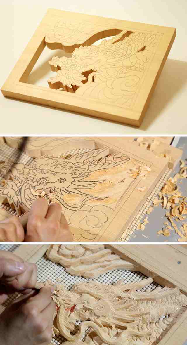 こころの木彫り 龍パネル DVD＋材料1枚(木彫り 木彫 龍 木製 木彫りの