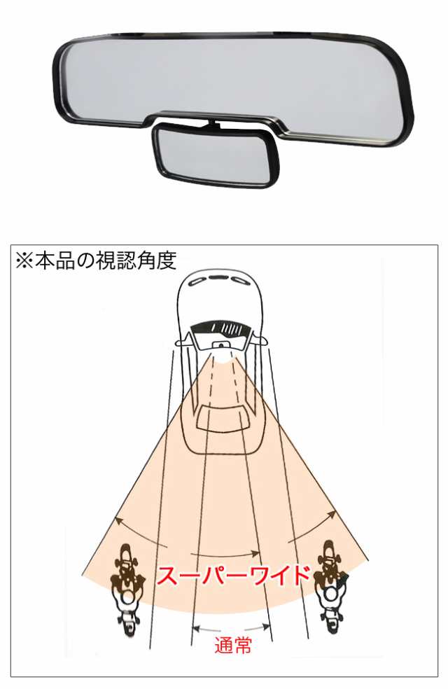 クリップオン スーパーワイド リアビューミラーw 車用 ワイド ルームミラー 車 ワイドミラー バックミラー 補助 ミラー の通販はau Pay マーケット キレイスポット