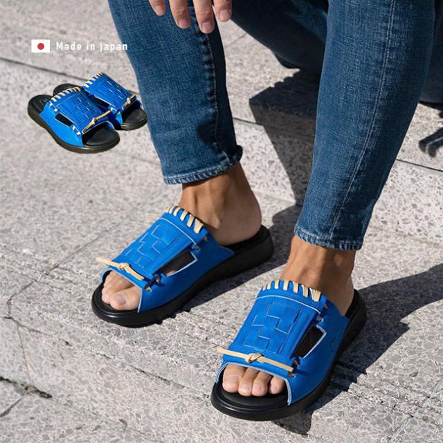 GLOVE SANDAL グローブサンダル ブルー(レザーサンダル メンズ おしゃれ スポーツブランド スリッパ 大和工房 レザー 天然皮革 合皮 軽い メンズサンダル 青 紳士 奈良 日本製 かっこいい)