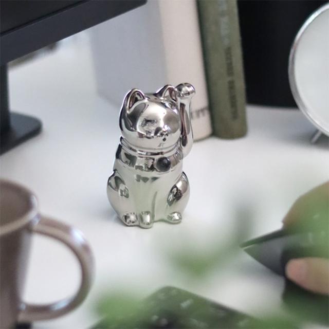 セミオーダーできる 招き猫 Jeramic 本金×本プラチナ ペアセット(瀬戸焼 まねき猫 置物 誕生石 まねき 猫 誕生日プレゼント 贈り物 ギフト 結婚祝い 新築祝い 両親 m.m.d.)【ギフト対応無料】【F】【R】 2-3W_2