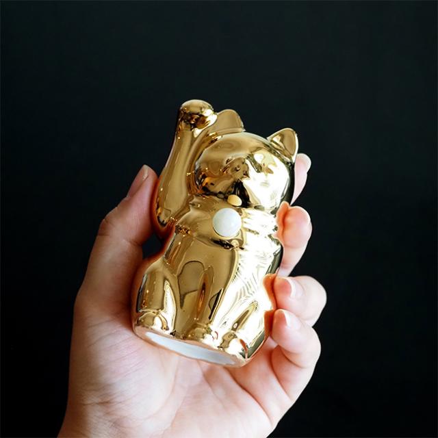 セミオーダーできる 招き猫 Jeramic 本金×本プラチナ ペアセット(瀬戸焼 まねき猫 置物 誕生石 まねき 猫 誕生日プレゼント 贈り物 ギフト 結婚祝い 新築祝い 両親 m.m.d.)【ギフト対応無料】【F】【R】 2-3W_6