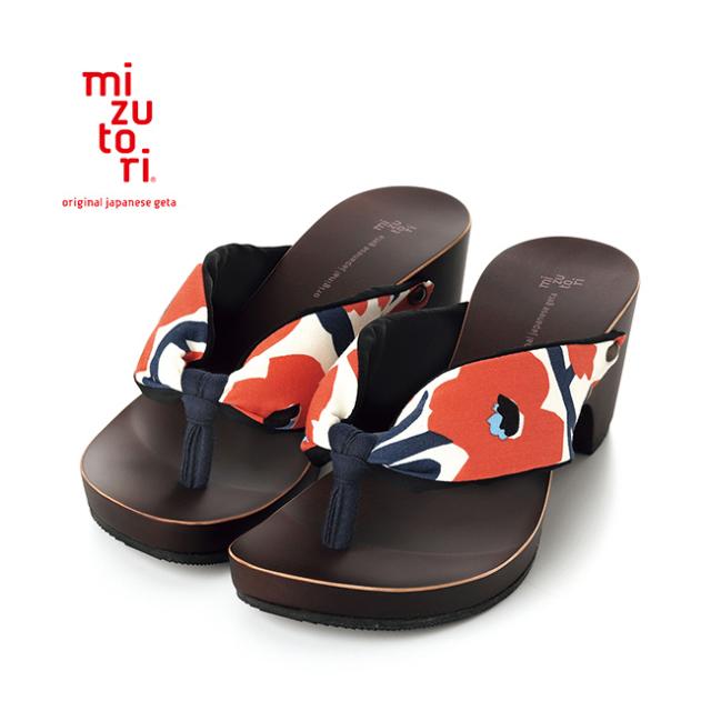 mizutori みずとり hitete 6.5 ビッグフラワー KCL-19(下駄 げた 和装 履物 和 サンダル 女性 レディース つっかけ ヒール 履きやすい 春夏 歩きやすい 浴衣 ヒールサンダル)【R】 1-2W