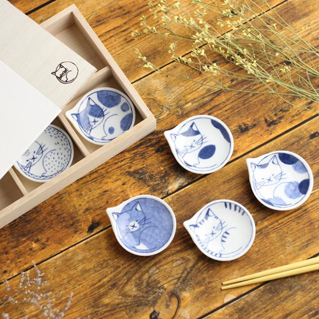 豆neco皿 まめねこざら 6Pset 木箱セット(豆皿 猫 皿 猫柄