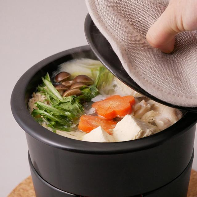 日常茶飯器 一人鍋 コンロセット 0100-0032(いろり鍋 一人用 一人用鍋 1人鍋 鍋 1人用 一人用コンロ 旅館 土鍋)【F】_2