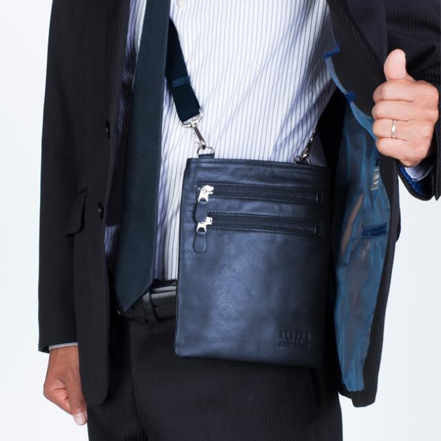 ブレザークラブ 牛革薄マチメンズ No.16367 ショルダーバッグ(ショルダーバッグ 斜め掛けバッグ 斜めかけバッグ)