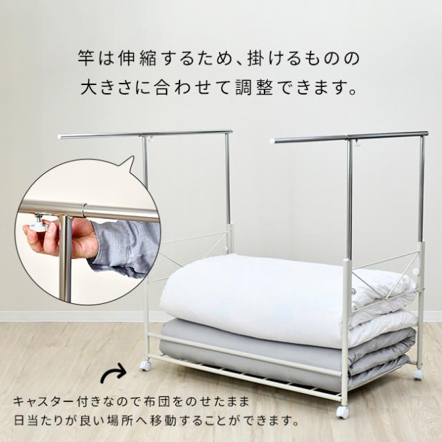 布団も干せる押入れ布団収納 幅111cm(布団 収納ワゴン 押し入れ 布団収納 布団収納ラック 押し入れ収納 下段 ワゴン 収納 ラック 収納ラック クローゼット 布団干し 室内 ふとん干し キャスター付き 1段 布団収納庫 クローゼット収納)【R】 メーカー直送_3