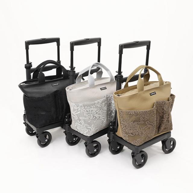 レースポケットトート 横押カート(横押しカート 2WAY キャリーカート 高齢者 おでかけ おしゃれ キャリーバッグ)【T】の通販は