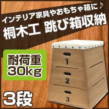 桐木工 跳び箱収納 3段(とび箱型の子供用おもちゃ箱/おもちゃやぬいぐるみ 子供服などの収納におすすめ/収納ボックス) 2-3W｜au PAY  マーケット