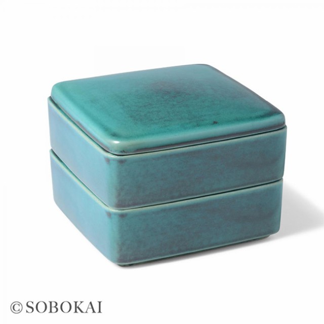 SOBOKAI ソボカイ トルコ青釉 角お重 2段(お正月 おせち お節