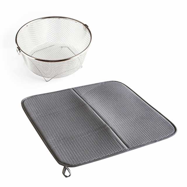 すっきり暮らすセット まるい深型カゴ＋マット KN-270031S(水切りかご 食器乾燥マット セット 水切り マット 吸水マット)の通販は