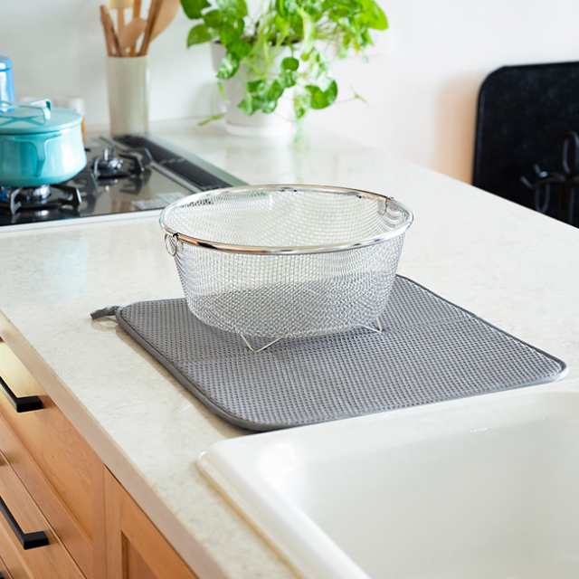 すっきり暮らすセット まるい深型カゴ＋マット KN-270031S(水切りかご 食器乾燥マット セット 水切り マット 吸水マット)の通販は
