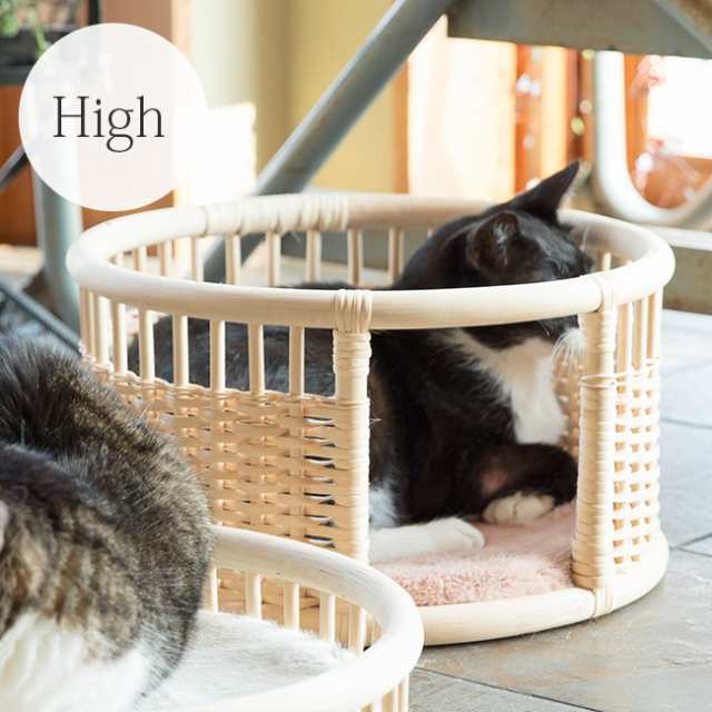 即納 ツルヤ商店 Nejiro High 猫 ベッド ラタン 猫ハウス キャット