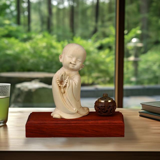 黄楊彫り お地蔵様(お地蔵さん置物 木彫り おじぞう様 仏像 地蔵様