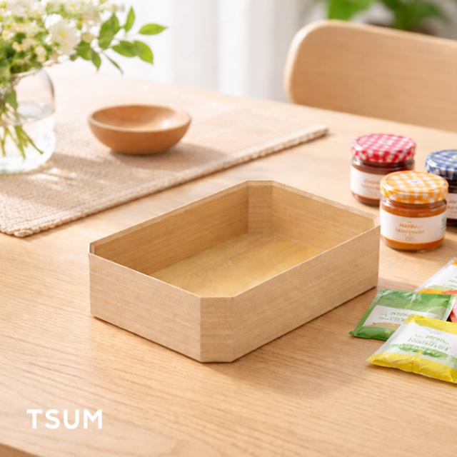 TSUM つむ 四角 HACO 箱(木製 ボックス 小物入れ 日本製 越前漆器 収納ボックス 浅型 おしゃれ 卓上収納 長方形) 1-2W