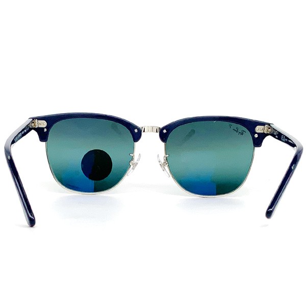 レイバン サングラス 偏光レンズ クラブマスター RayBan CLUBMASTER 55 BLUE ON SILVER / POLAR DARK  BLUE MIRROR アジアンフィット｜au PAY マーケット