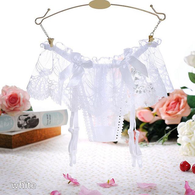 一体型ガーターベルト付きTバックショーツ エロカワ 過激 レース