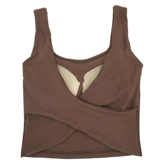 クロップド丈 タンクトップ 背中見せ ブラトップ カップ付き