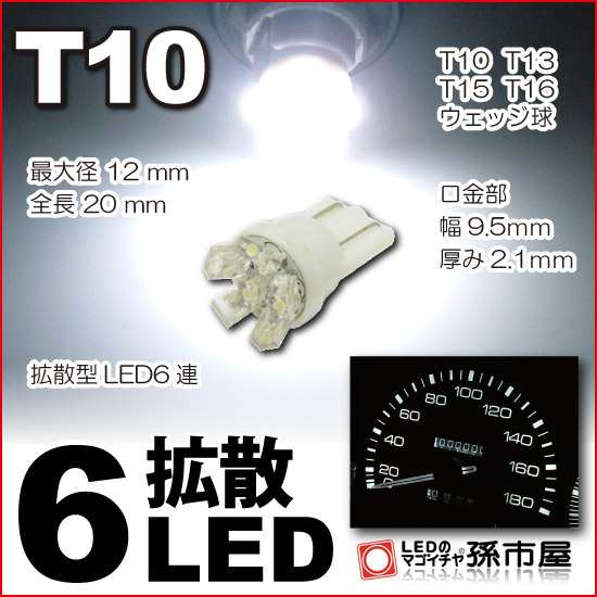 T10 T16　ウェッジ レッド 3chipSMD 赤 10個セット ポジションランプ・メーター球・ルーム球・サイドマーカー・ナンバー灯