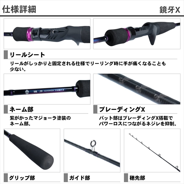 ダイワ  １９鏡牙Ｘ ６３Ｂ-１.５(ベイト ２ピース)