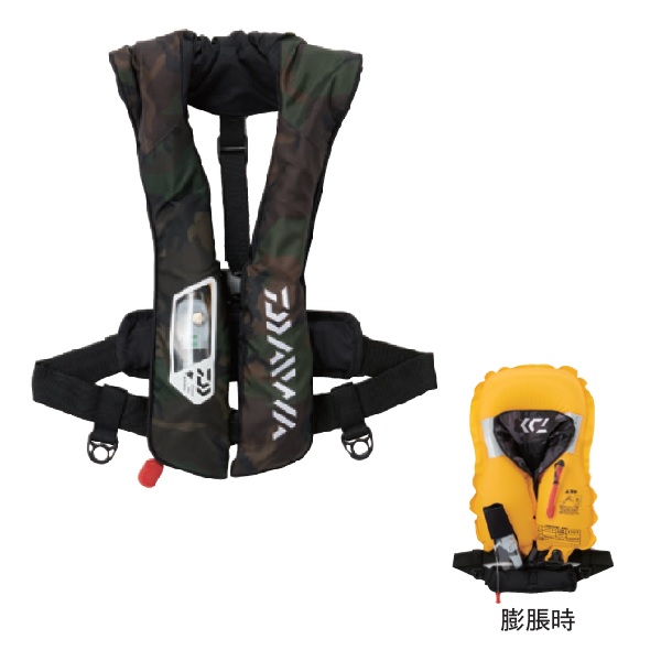 ダイワ  DF-2021 ウォッシャブルライフジャケット(肩掛-自動膨脹式) グリーンカモ フリーの通販は
