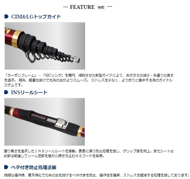 宇崎日新 磯竿 ZEROSUM ISO ゼロサム磯 弾 CIM 1.5号 5.3m (5本継)