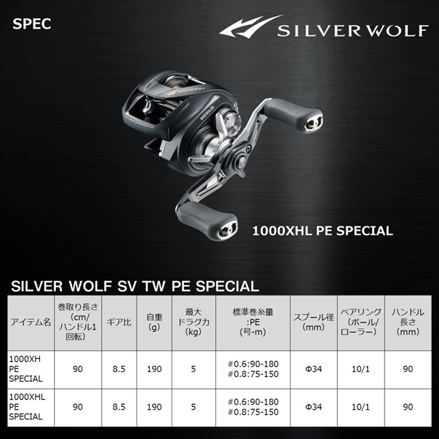 ダイワ ベイトリール シルバーウルフ SV TW 1000XHL PE