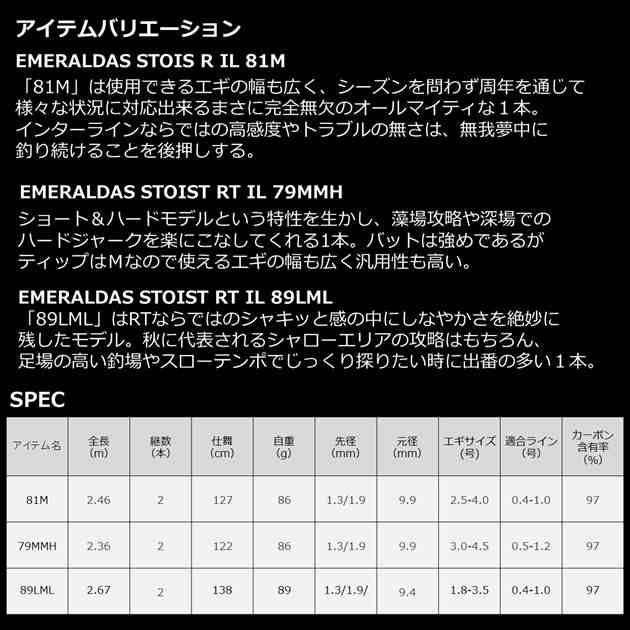 ダイワ きつい エメラルダス ストイスト RT IL 89LML