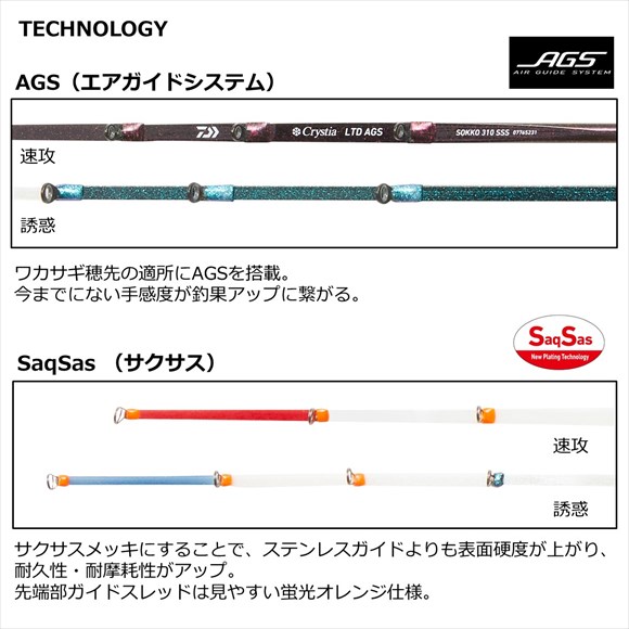 ダイワ ワカサギ竿 クリスティア ワカサギ LTD AGS 速攻 335 SSSS