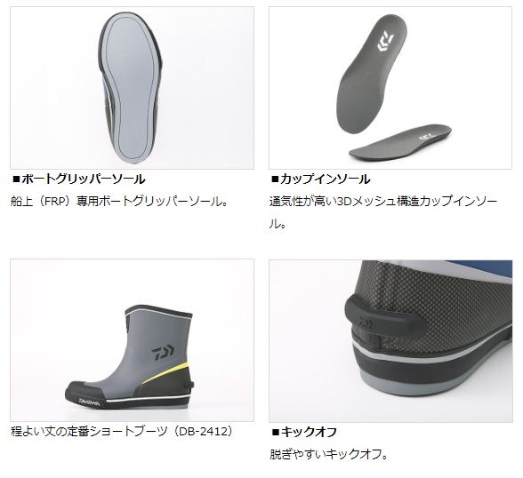 ダイワ DB-2412 ショートネオデッキブーツ ブラック M(25.0-25.5cm)の