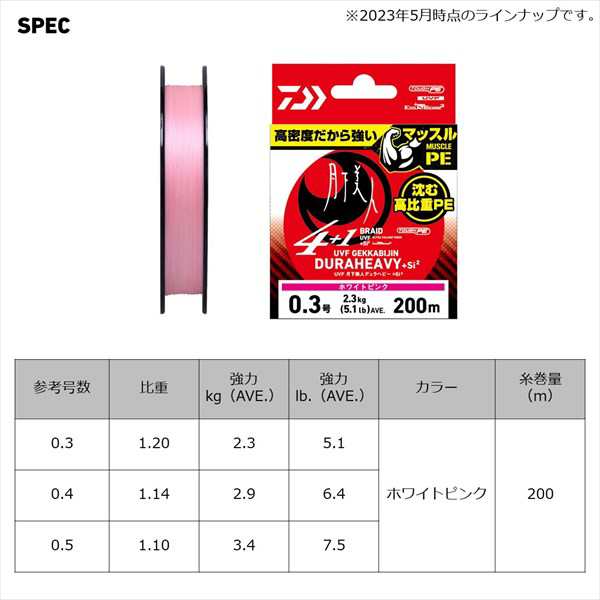ダイワ　UVF 月下美人デュラヘビーX4+1+Si2 ピンク0.3号-200m