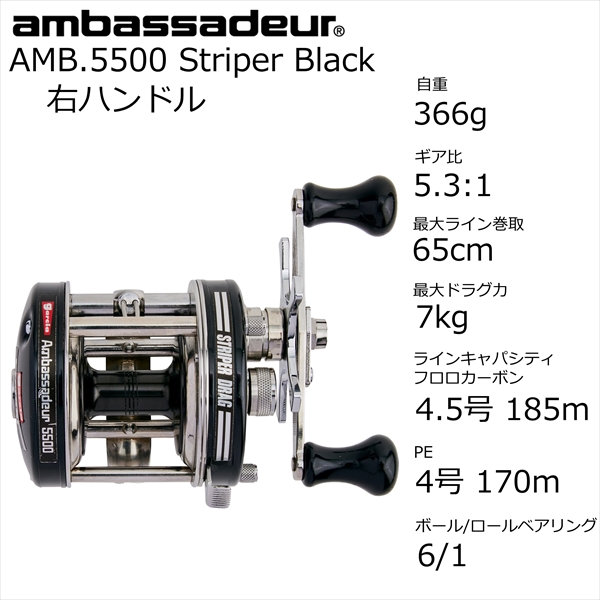 AbuGarcia アブガルシア ベイトリール AMB.5500 Striper Black　（右ハンドル）_1