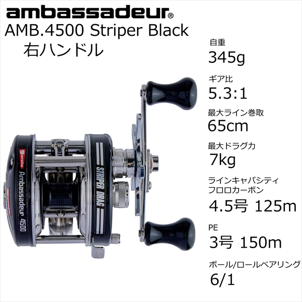 AbuGarcia アブガルシア ベイトリール AMB.4500 Striper Black （右