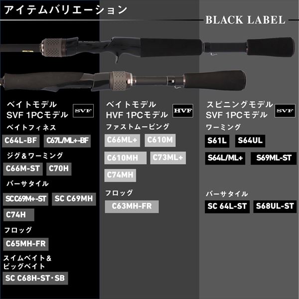 ダイワ バスロッド ブラックレーベル SC S64L-ST (スピニング 2
