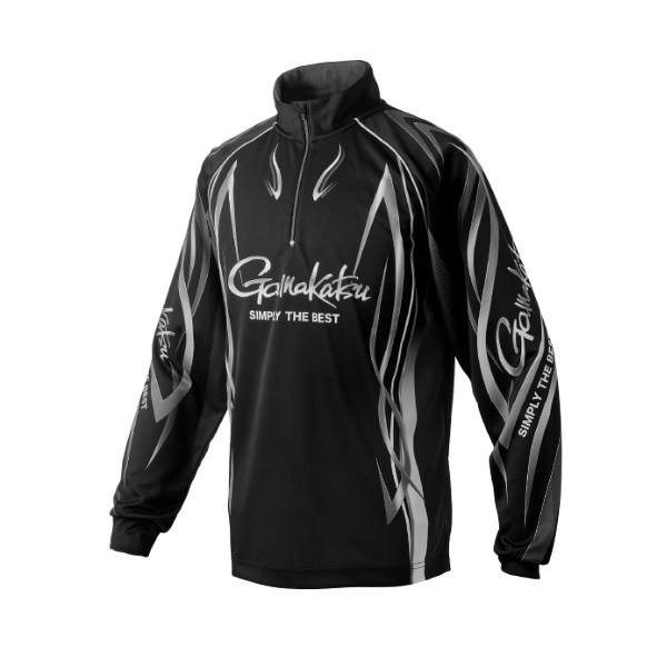 がまかつ ウェア GM3734 2WAYプリントジップシャツ(長袖) ブラック/シルバー 3L