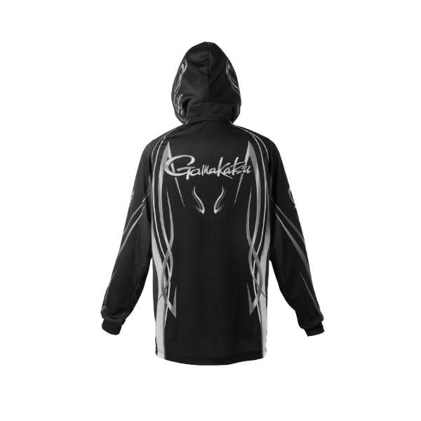 がまかつ フィッシング用ジップシャツ Lサイズ ブラック/レッド 2WAYプリントジップシャツ(長袖) GM3734 | がまかつ