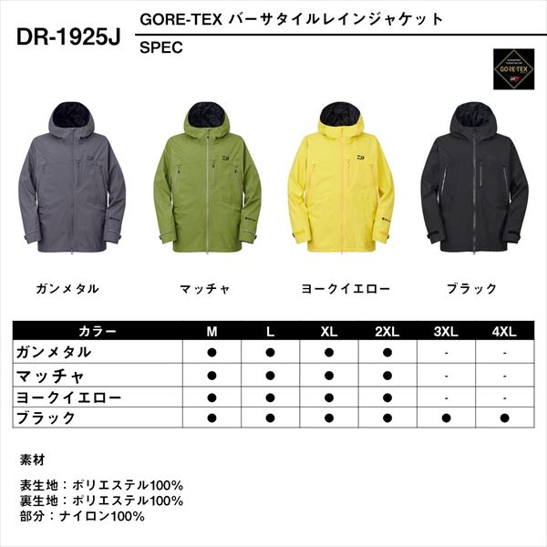 ダイワ レインウェア DR-1925J GORE-TEX バーサタイルレインジャケット ヨークイエロー L_5
