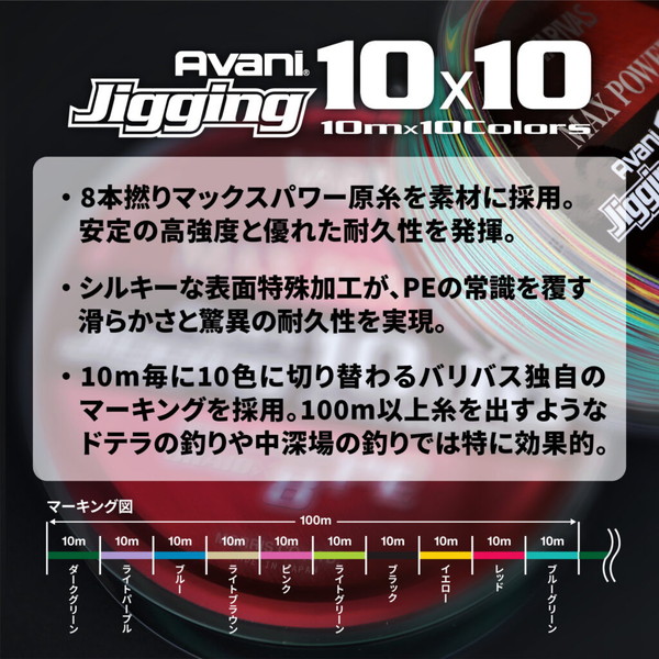 バリバス PEライン アバニ ジギング10X10マックスパワーPE X8 600m 6号(MAX 85LB)_1