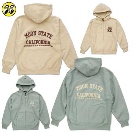 ムーンアイズ パーカー メンズ おしゃれ かっこいい アメカジ バイク 車 冬 秋 裏起毛 アメリカン MOONEYES MOON State California ジップフーディー