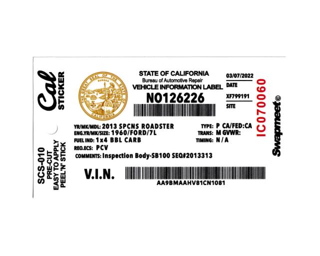 ステッカー 車 アメリカン おしゃれ かっこいい アメリカン雑貨 Swapmeet Cal STICKER VEHICLE INFORMATION LABEL 車両情報ラベル